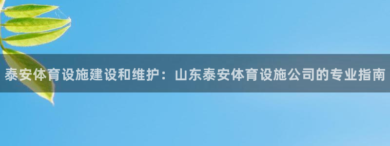 意昂体育3平台：泰安体育设施建设和维护：山东泰安体育